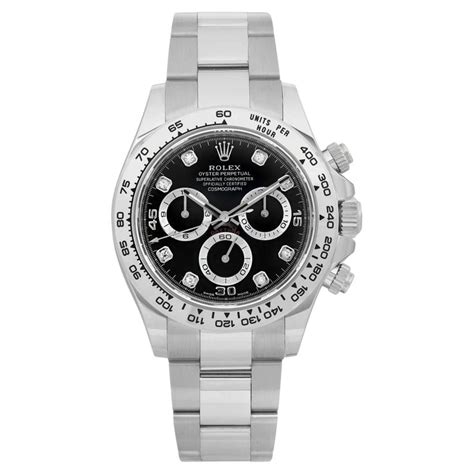 rolex daytona 18k white gold black dail double r